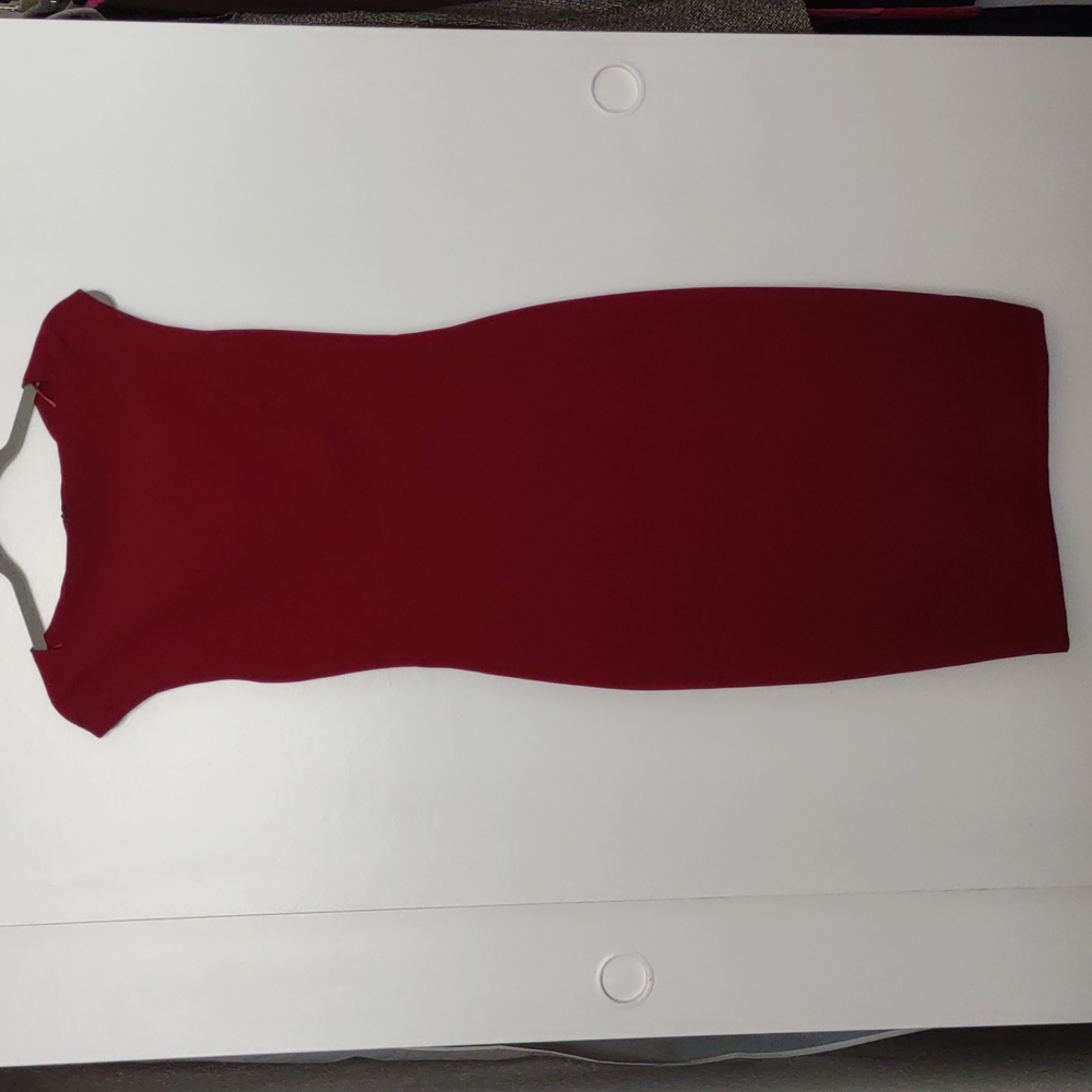 Ruby Red Fitted Midi Dress